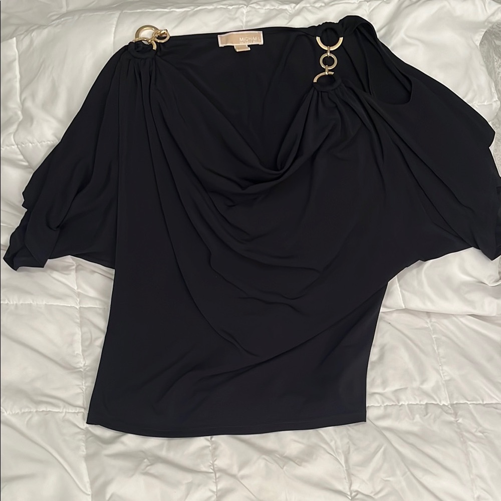 Elegant Black Drape Michael Kors cold shoulder
